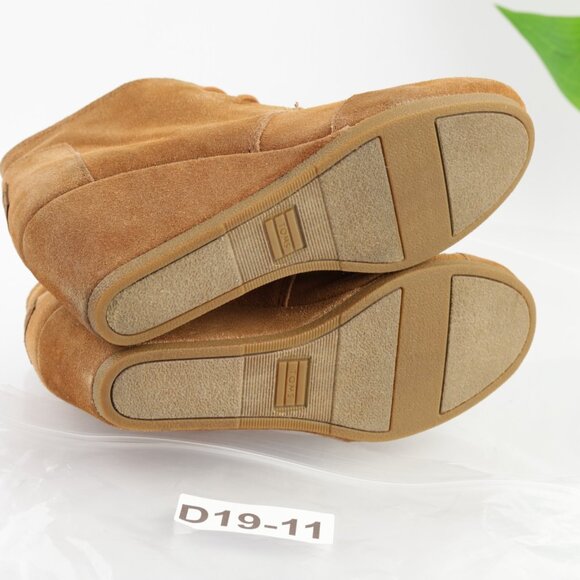 Toms Womens Kala Boots Size 7.5 Camel Tan Suede Wedge Heel Lace Up Desert Bootie - Picture 8 of 11
